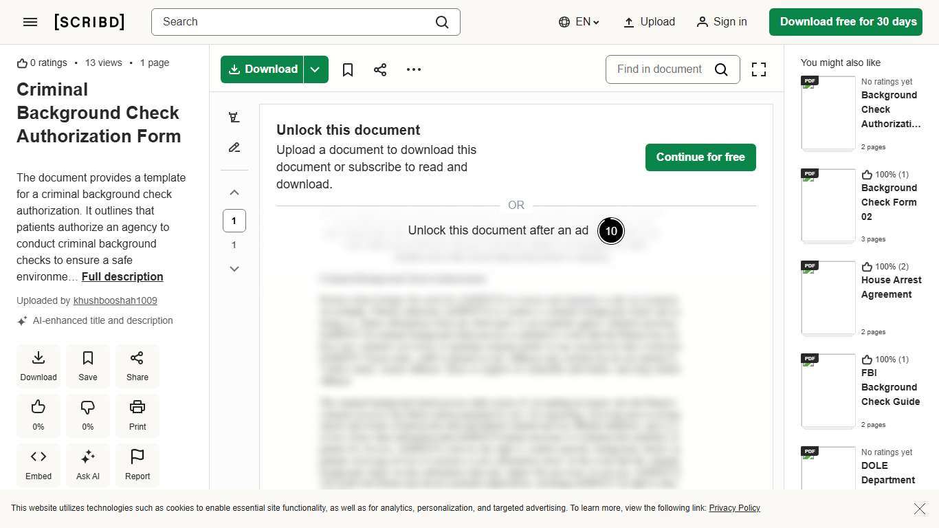 Criminal Background Check Authorization Form PDF Background Check Crimes