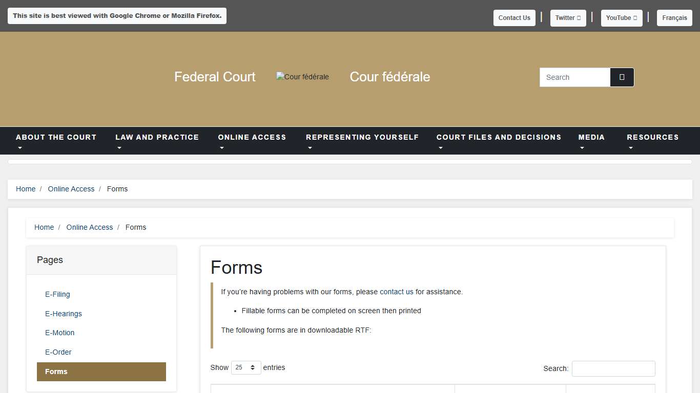 Federal Court - Forms